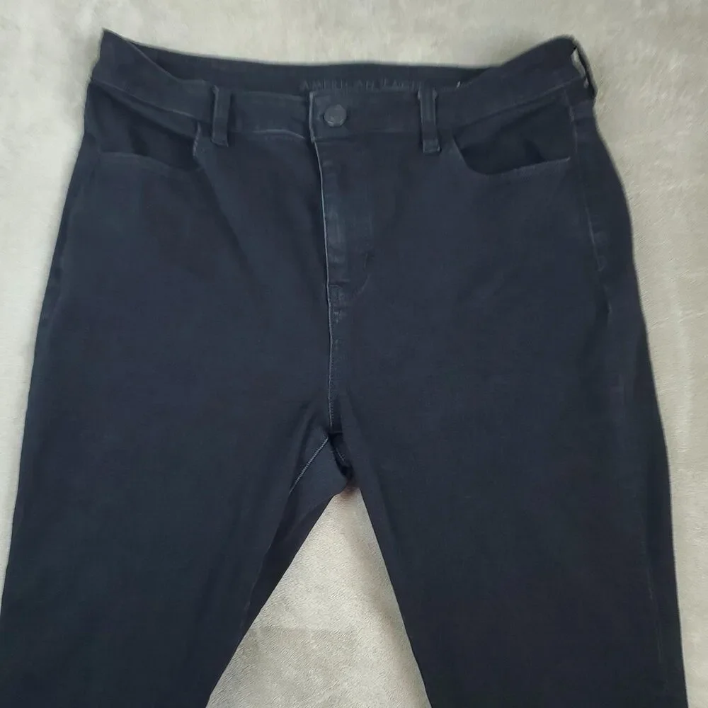 American Eagle Jeans Womens 16 Black High Rise The Dream Jean Skinny Stretch - Picture 5 of 14